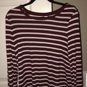maroon striped shirt